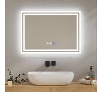 EMKE Miroir de salle de bain LED avec capteur de mouvement 70x50cm tactile, antibuée, 3 couleurs de lumière réglables, 1 heure d'extinction automatique IP44 économe en énergie