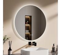 EMKE Miroir de salle de bain LED Miroir de salle de bain avec éclairage Rond 70cm 3 couleurs de lumière Variable Miroir lumineux avec interrupteur tactile Miroir LED à économie d'énergie
