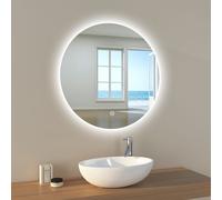 EMKE Miroir de salle de bain LED Miroir de salle de bain avec éclairage rond 70cm Miroir lumineux à intensité variable avec interrupteur tactile Miroir LED à économie d'énergie