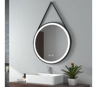 EMKE Miroir de salle de bain LED rond 70 cm de diamètre Miroir de salle de bain LED avec éclairage blanc froid Miroir lumineux Miroir mural avec antibuée et interrupteur tactile IP44 Économie d'énergi