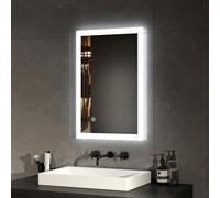 EMKE Miroir de Salle de Bain, Miroir LED, 40x60cm, Miroir de Salle de Bain Rectangle avec Interrupteur Tactile, Anti-buée, Lumière Blanche Froide