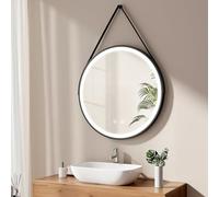EMKE Miroir de Salle de Bain Rond avec éclairage, 80 cm, Anti-buée, lumière Blanc Froid à intensité Variable, Fonction mémoire, Tactile, arrêt Automatique Pendant 3 Heures, économe en énergie