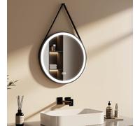 EMKE Miroir de Salle de Bain Rond avec lumière 50 cm, Miroir Salle de Bain LED avec Interrupteur Tactile, 3 Couleurs d'éclairage, réglage de la luminosité
