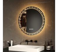 EMKE Miroir de Salle de Bain Rond avec rétroéclairage LED, diamètre 50 cm, avec Anti-buée + Interrupteur Tactile + 3 Couleurs de lumière Variables, Miroir décoratif Rond de Mode, Miroir de Salle de