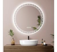 EMKE Miroir de Salle de Bain Rond rétro-éclairé LED diamètre 60 cm avec Anti-buée, Interrupteur Tactile+3 Couleurs de lumière Variables, Miroir décoratif Rond à la Mode