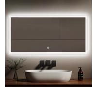 EMKE Miroir LED Rectangulaire 120x60 cm, Tactile, 6500 K | Luminosité Ajustable, Mémoire, Arrêt Automatique Après 3 Heures,Miroir Lumineux,Miroir Salle de Bain avec Éclairage