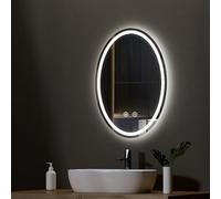 EMKE Miroir LED Salle de Bain 50x70cm. Miroir Ovale avec 3 Couleurs de Lumière Gradables, Antibuée, Fonction Mémoire, Tactile IP44. Miroir Salle de Bain avec Éclairage Horizontal/Vertical