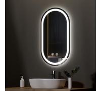 EMKE Miroir LED Salle de Bain 50x90cm, Ovale,Anti-buée, Mémoire | Miroir Salle de Bain avec Interrupteur Tactile, 3 Couleurs de Lumière Dimmable, Arrêt Automatique Après 3 Heures