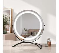 EMKE Miroir Lumineux de Maquillage Rond, Diamètre 40 cm, Miroir LED Rond avec Bouton Tactile, Rotation à 360°, Miroir avec Luminosité Réglable, Noir