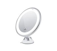 EMKE Miroir Lumineux de Maquillage Rond, Grossissant 5X, Miroir Cosmétique Pliable, Miroir Ventouse avec Rotation 360°, Blanc