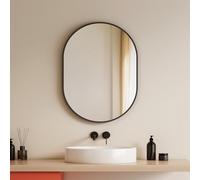 EMKE Miroir Mural Ovale Noir 45x60 cm - Miroir Horizontal/Vertical avec Cadre Noir - Miroir Décoratif HD pour Couloir/Salle de Bain/Salon