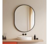 EMKE Miroir Mural Ovale Noir 60x80 cm - Miroir Horizontal/Vertical avec Cadre Noir - Miroir Décoratif HD pour Couloir/Salle de Bain/Salon