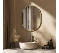 EMKE Miroir Ovale 50 x 70 cm,Miroir Ovale avec Cadre Doré