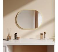 EMKE Miroir Ovale Doré 45x60 cm - Miroir Ovale avec Cadre Doré Horizontal/Vertical - Miroir Mural Décoratif HD pour Couloir/Salle de Bain/Salon