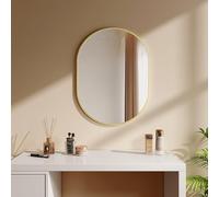 EMKE Miroir Ovale Doré 60x80 cm - Miroir Ovale avec Cadre Doré Horizontal/Vertical - Miroir Mural Décoratif HD pour Couloir/Salle de Bain/Salon