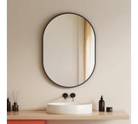 EMKE Miroir Salle de Bain 50x70cm avec Cadre Noir, Ovale, Horizontal/Vertical pour Chambre à Coucher, Couloir, Salon et WC Invités