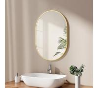EMKE Miroir Salle de Bain 50x70cm, Cadre Doré Brossé,Ovale