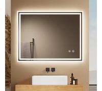 EMKE Miroir Salle de Bain, Anti-Buée,90x70cm,Miroir LED Salle de Bain Interrupteur Tactile, 6500K, Mémoire, Arrêt Automatique 3H, Miroir Lumineux Moderne IP44