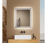 EMKE Miroir Salle de Bain Anti-Buée LED 50x60cm, Interrupteur Tactile, Arrêt Automatique 3H, IP44