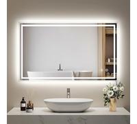 EMKE Miroir Salle de Bain avec Éclairage 100x60cm,Anti-Buée, Interrupteur Tactile, 6500K Luminosité réglable, Fonction Mémoire, Miroir Lumineux Salle de Bain