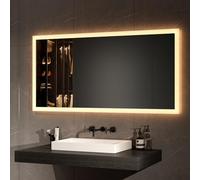 EMKE Miroir Salle de Bain avec Eclairage 120 x 60 cm,Miroir LED Salle de Bain,Anti-buée,Interrupteur à Bouton, Miroir Lumineux Salle de Bain,Lumière Blanche Froide/Chaude,Miroir Salle de Bain