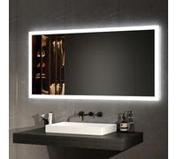 EMKE Miroir Salle de Bain avec Eclairage 120x60 cm,Miroir LED Salle de Bain,Anti-buée,Interrupteur à Bouton, Miroir Lumineux Salle de Bain,Lumière Blanche Froide/Chaude,Miroir Salle de Bain