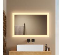 EMKE Miroir Salle de Bain avec Éclairage, 40 x 60 cm, 3000 K | Lumière Blanche Chaude 3000 K, Miroir LED Salle de Bain Contrôle Via Interrupteur Mural - Idéal pour la Salle de Bain