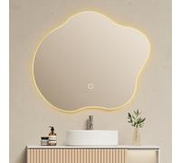 EMKE Miroir Salle de Bain avec Eclairage 50 x 45 cm - sans Cadre, Antibuée, Miroir LED Salle de Bain,3 Couleurs de Lumière, Fonction Mémoire, 3 Heures d'arrêt Automatique,Économie d’Énergie