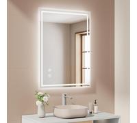 EMKE Miroir Salle de Bain avec Éclairage 80x60 cm, Anti-Buée, Mémoire | Interrupteur Tactile, Miroir Salle de Bain Blanc Froid Dimmable, Arrêt Automatique après 3 Heures, Miroir LED