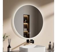 EMKE Miroir Salle de Bain avec éclairage Rond 70 cm -lumière dimmable, Miroir LED Salle de Bain,3 Couleurs d'éclairage, Fonction mémoire, Interrupteur Tactile,Miroir Mural Salle de Bain