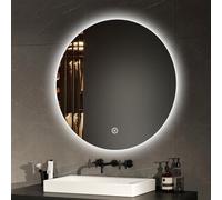 EMKE Miroir Salle de Bain avec Eclairage Rond diamètre 70 cm, Interrupteur Tactile, Miroir LED Salle de Bain rétro-éclairé, éclairage Blanc Froid 6500K,Miroir Salle de Bain