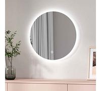 EMKE Miroir Salle de Bain LED Rond 50 cm à éclairage Blanc Froid 6500K, avec Interrupteur Tactile