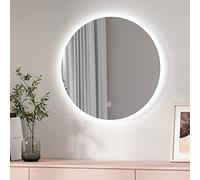 EMKE Miroir Salle de Bain LED Rond 60 cm à éclairage Blanc Froid 6500K, avec Interrupteur Tactile