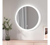 EMKE Miroir Salle de Bain LED Rond 60 cm, avec Interrupteur Tactile + 3 Types de Feux Blanc Chaud/Blanc Froid/Neutre
