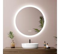 EMKE Miroir Salle de Bain LED Rond 60 cm, avec Interrupteur Tactile, Fonction Anti-buée, Trois Couleurs claires