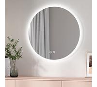 EMKE Miroir Salle de Bain LED Rond 70 cm, avec Interrupteur Tactile + 3 Types de Feux Blanc Chaud/Blanc Froid/Neutre