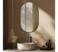 EMKE Miroir Salle de Bain Ovale 40 x 70 cm, Miroir Mural Salle de Bain sans Cadre, Miroir Anti-Explosion, Miroir Mural Décoratif pour Hall/Salle de Bain/Séjour (Horizontal/Vertical)