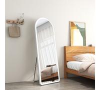 EMKE Miroir sur pied 160x60cm Miroir corps entier Cadre blanc avec éclairage LED Miroir 3 couleurs avec variateur de lumière Miroir d'habillage bombé