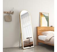 EMKE Miroir sur pied 160x60cm Miroir corps entier cadre doré avec éclairage LED Miroir 3 couleurs avec variateur de lumière Miroir d'habillage bombé