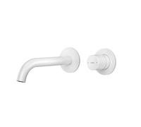 EMKE Mitigeur Lavabo Encastré Blanc Mat - Mitigeur 2 Trous avec Aérateur, Mélangeur à Levier Unique, Robinet de Salle de Bain Moderne, Économie d'Eau, Installation Facile (281x140x65 mm)
