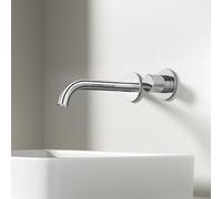EMKE Mitigeur Lavabo Encastré, Chromé, Mitigeur 2 Trous avec Aérateur, Mitigeur de Salle de Bain Encastré, Mélangeur à Levier Unique, 281x140x65 mm