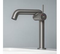 EMKE Mitigeur monocommandé pour lavabo, robinetterie de salle de bains design suisse, G3/9", économie d'eau, protection anti-corrosion, laiton sans plomb, anthracite mat