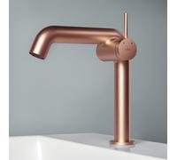 EMKE Mitigeur monocommandé pour lavabo, robinetterie de salle de bains design suisse, G3/9", économie d'eau, protection anti-corrosion, laiton sans plomb, or rose
