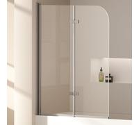 EMKE Pare-Baignoire Pliant 2 Volets 110x140cm Verre Sécurit 6mm