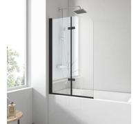 EMKE Paroi de douche 120x140cm Paroi de douche pliante pour baignoire 180° pivotant Paroi de douche 6mm ESG verre de sécurité Cadre noir