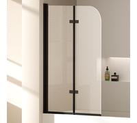 EMKE Paroi de douche pour baignoire, 100 x 140 cm, en 2 parties, pliable, avec verre de sécurité ESG de 6 mm, paroi de baignoire, paroi pliable, paroi de douche en verre