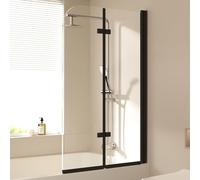 EMKE Paroi de douche pour baignoire - 100 x 140 cm - Noir - Pliable - 2 pièces - Pour baignoire, paroi de douche pliable - 6 mm - Verre de sécurité