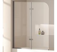 EMKE Paroi de douche pour baignoire, 120 x 140 cm, pliable, en 2 parties, avec verre de sécurité ESG de 6 mm, paroi de baignoire, paroi pliable, paroi de douche en verre