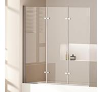 EMKE Paroi de douche pour baignoire, 130 x 140 cm, pliable, en 3 parties, avec verre de sécurité ESG de 6 mm, paroi de baignoire, paroi pliable, paroi de douche en verre