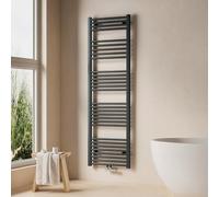 EMKE Porte-Serviettes Chauffant 1600x500 mm, Sèche-Serviettes de Salle de Bain, Chauffe-Serviettes à raccordement Central, Radiateur de Salle de Bain, Chauffage de Serviettes, Anthracite, 654W